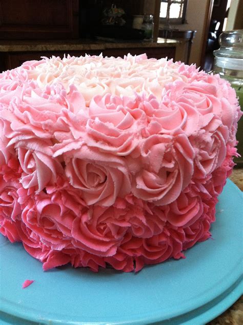 Hot Pink Ombre Frosted Flower Cake Delish Cakes Pinterest
