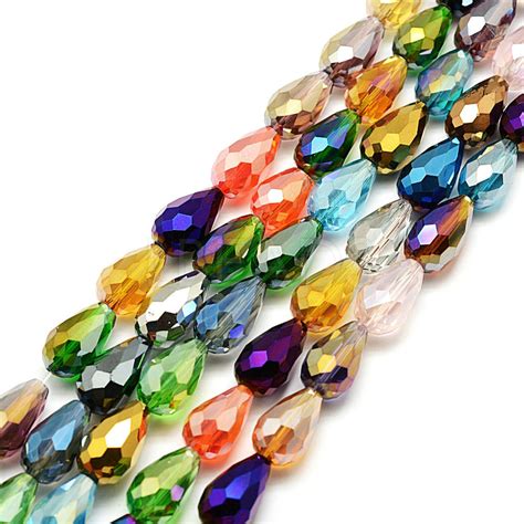 Faceted Teardrop Glass Beads Strands