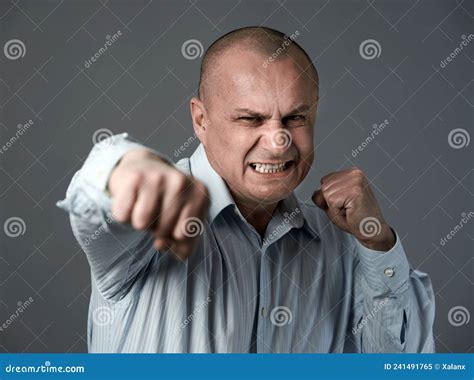Angry Businessman Punching Stock Image Image Of Dangerous 241491765