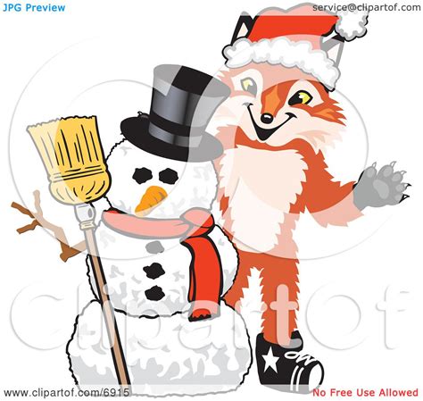 Clipart Picture Of A Fox Mascot Cartoon Character With A
