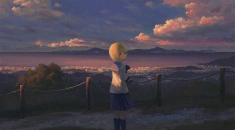 Anime Girl Alone Standing Full Hd 2k Wallpaper