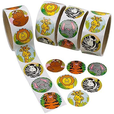 Zoo Animal Sticker Roll For Kids 400 Pcs Assorted Sheets Party