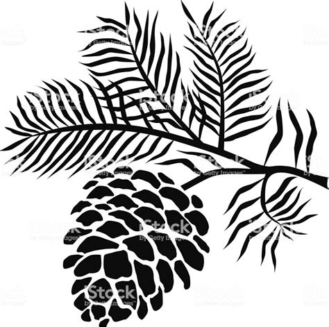 Pinecone On Branch In Black And White Royalty Free Pine Cone Stock Vector Free Clip Art Free