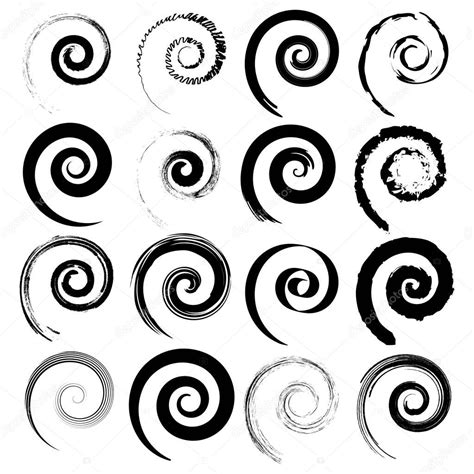 Conjunto De Espirales Vectoriales Aisladas Sobre Fondo Blanco