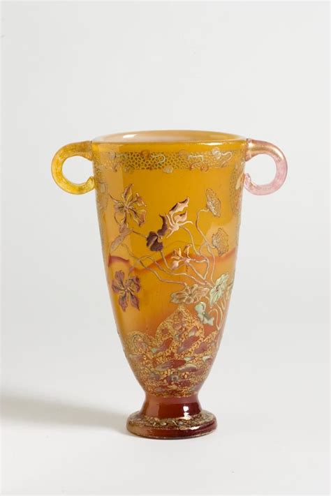 Emile Gallé Nancy 1846 1904 Blown Internal Inclusions And Engraved Glass Vase Daum