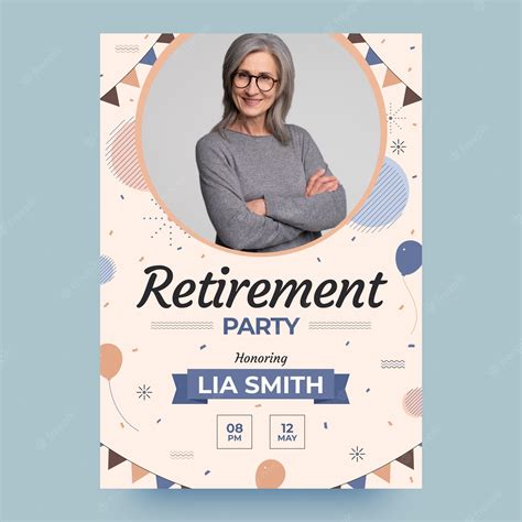 Premium Vector | Flat design retirement party poster template