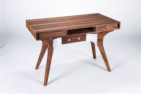 Custom Made Walnut And Aluminum Desk By Crusewoodworks