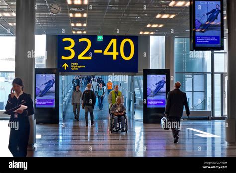 Airport Concourse To Departure Boarding Gates At Vantaa Helsinki