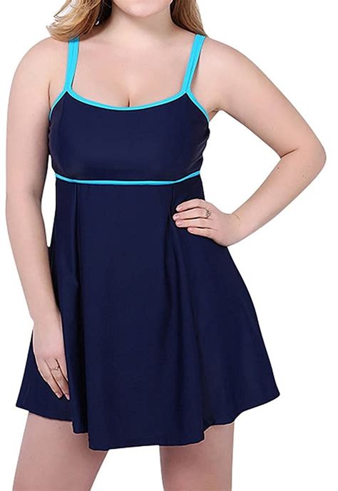 Tienew Womens Plus Size Built In One Piece Swimdress Skirted Swimsuit Shopstyle