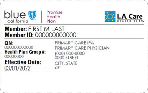 Sample Id Card Blue Shield Of Ca Promise Health Plan