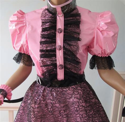 pvc sissy lockable lace maids dress sissy dress etsy uk
