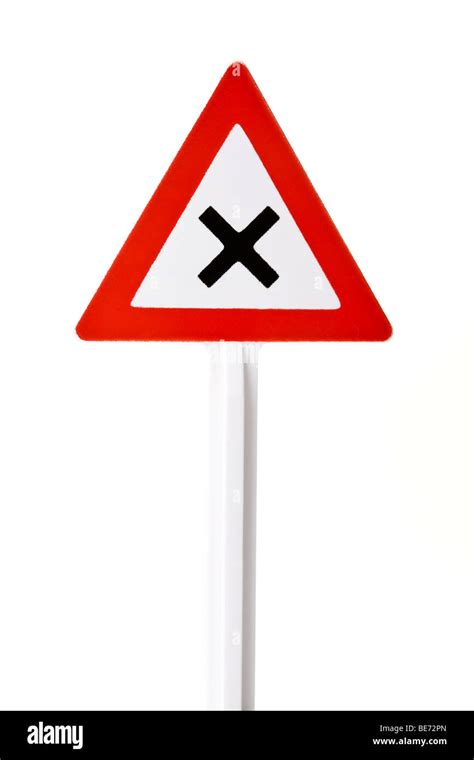 Road Sign Intersection With Right Of Way From The Right Stock Photo
