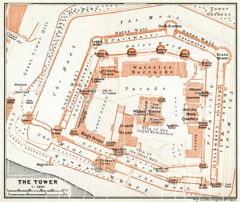 Old Map Of The Tower Of London In 1909 Buy Vintage Map Replica Poster