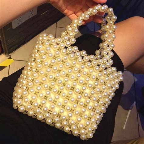 New Fashion Beaded Pearls Womens Handbag Clutch Evening Bag Wedding