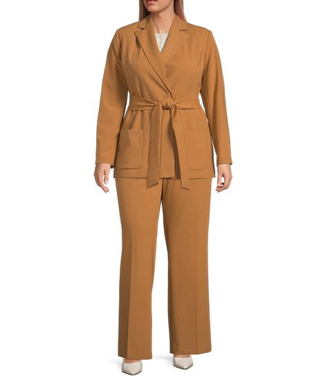 Calvin Klein Plus Size Notch Lapel Long Sleeve Open Front Jacket And Lux