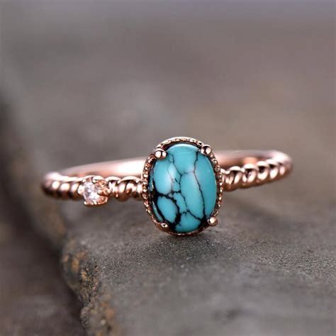 Turquoise Ring Turquoise Engagement Ring Vintage Solitaire Ring Twist