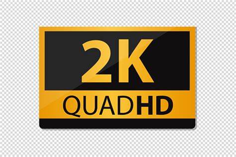 Quadhd 2k Icon Golden Vector Illustration Isolated On Transparent