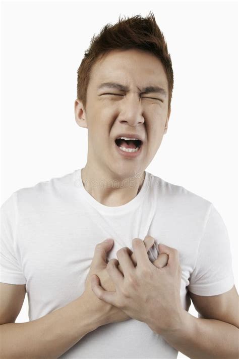 Man Having Chest Pain Conceptual Image Stock Image Image Of Facial Discomfort 188997835
