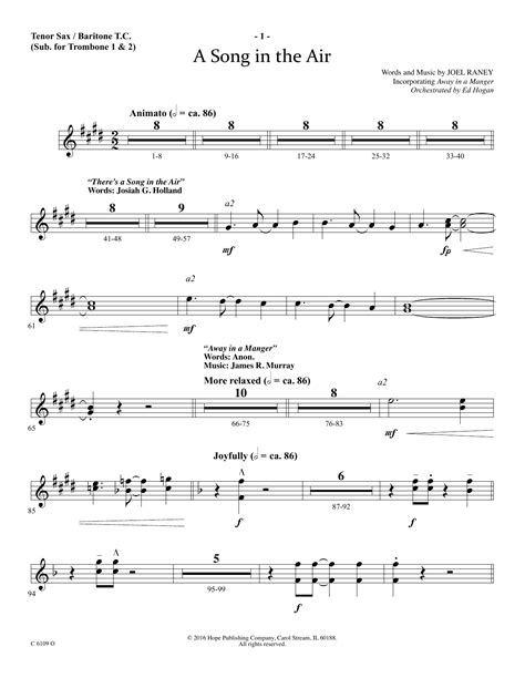 A Song In The Air Tenor Saxbaritone Tc Sheet Music Ed Hogan