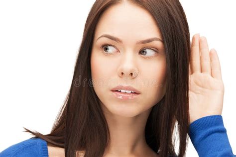 Serious Woman Listening Gossip Stock Photo Image Of Face Hearsay