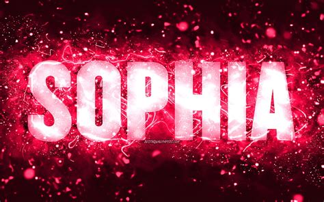 Happy Birtay Sophia Pink Neon Lights Sophia Name Creative Sophia Happy Birtay Hd Wallpaper