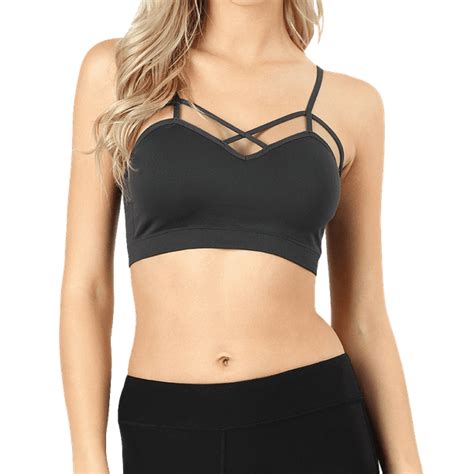 thelovely women seamless criss cross front sports bra bralette with removable pads walmart