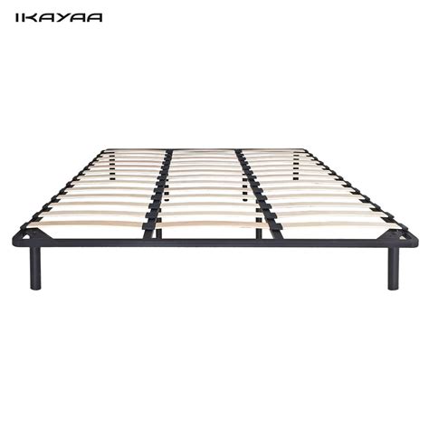 Ikayaa Contemporary Platform Metal Bed Frame With Wood Slats For Twin