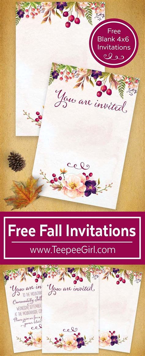 Free Fall 4x6 Invitations Fall Party Invitations Free Invitations