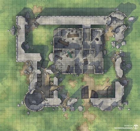 Ruined Keep 34x32 Battlemaps Dungeon Maps Dnd World Map Fantasy Map
