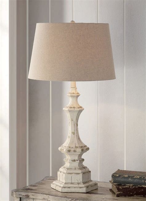 Shabby Cottage Chic Table Lamp French Country Distress Finish Hexagon