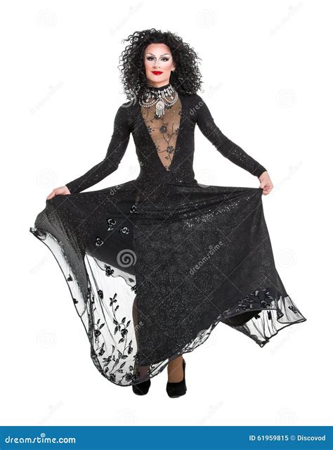 Drag Queen In Black Evening Dress Performing Stock Photo Image 61959815