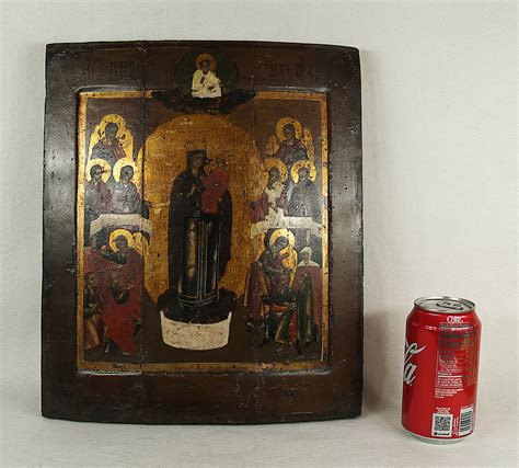 Antique Russian Icon Mother Of God Joy Of All Who Sorrow 19 Century Ebay
