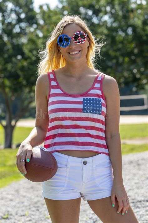 Gorgeous Patriotic Blonde Model Enjoying The Th Of July Festivities