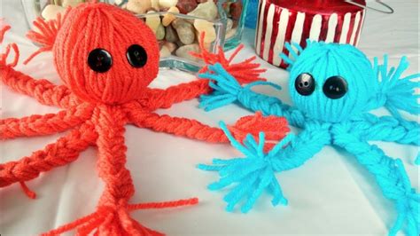 Easy Yarn Crafts For Kids How To Make A Yarn Octopus Youtube