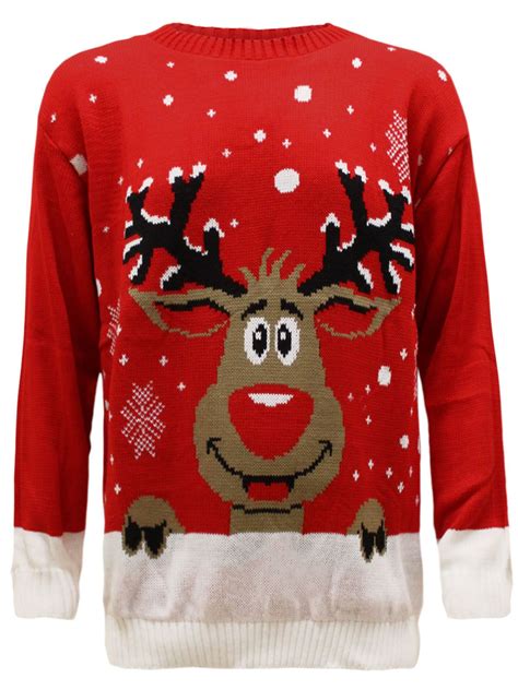 mens unisex xmas knit christmas jumper rudolf santa reindeer sweater plus sizes ebay