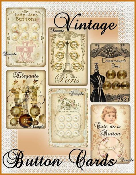 Instant Download Vintage Button Cards For Tags By Senecapondcrafts 2