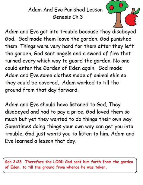Adam And Eve Punished Lesson 1019×1319 Pixels Preschool Bible Lessons Sunday School