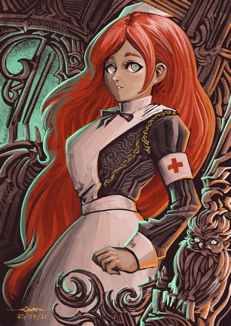 artstation red hair nurse