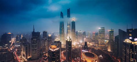 Wallpapers Lichter Die Stadt Wolkenkratzer Shanghai China Für