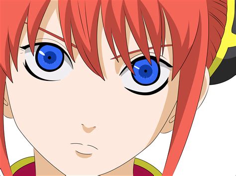 Blue Eyes Redhead Women Face Hair In Face Gintama Kagura Gintama