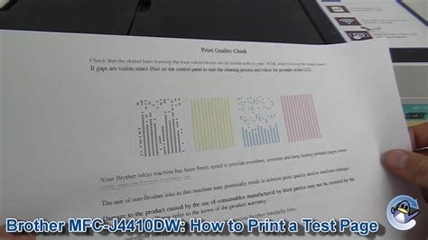 Brother Mfc J4410dw How To Print A Nozzle Check Test Page Youtube