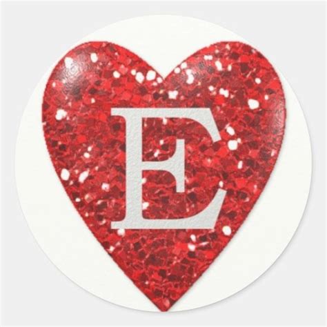 Sparkle Heart Letter E In Red Stickers Zazzle