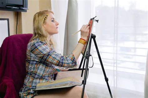 Female Designer Draws A Sketch Stock Photo Image Of Creative