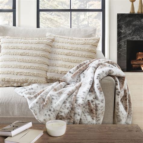 Better Homes And Gardens Faux Fur Throw Blanket 50 X 60 Snow Leopard White