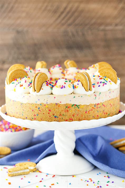 These no bake healthy cake batter energy bites taste like vanilla cake pops, but made sugar free, gluten free, vegan, and call for just five ingredients! No Bake Golden Birthday Cake Oreo Cheesecake - Life Love ...