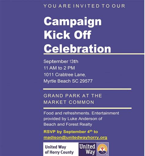 you re invited to campaign kick off united way horry county