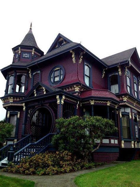 Burgundy And Black Victorian House Victorian Architecture Beautiful