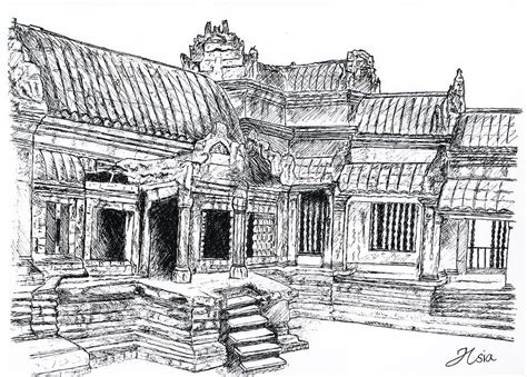 Angkor Wat Drawing By Jessica Hsia Pixels