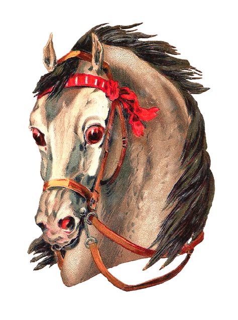 Antique Images Free Horse Clip Art 2 Horse Portraits With Reins And