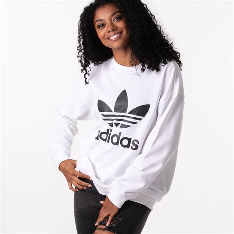 Womens Adidas Trefoil Crew Sweatshirt White Journeys